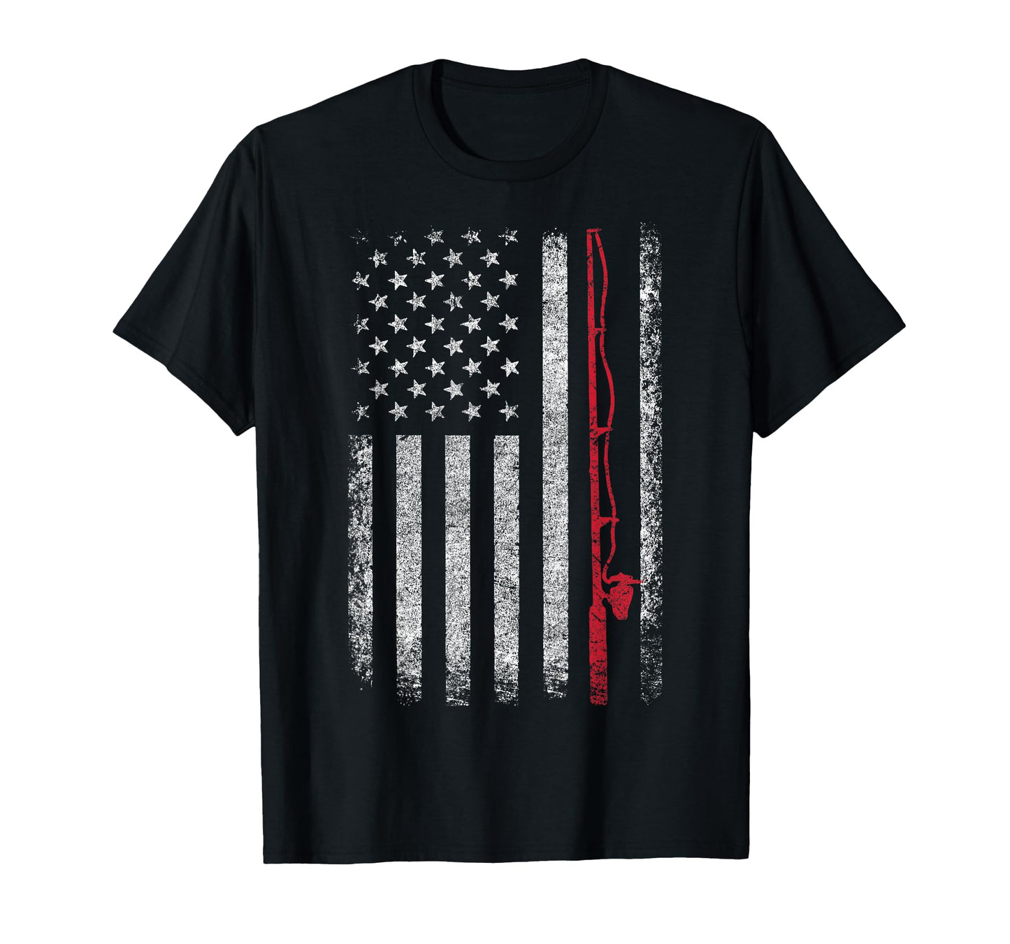 American Flag Fishing Rod Fishing Lover Vintage Fisherman T-Shirt