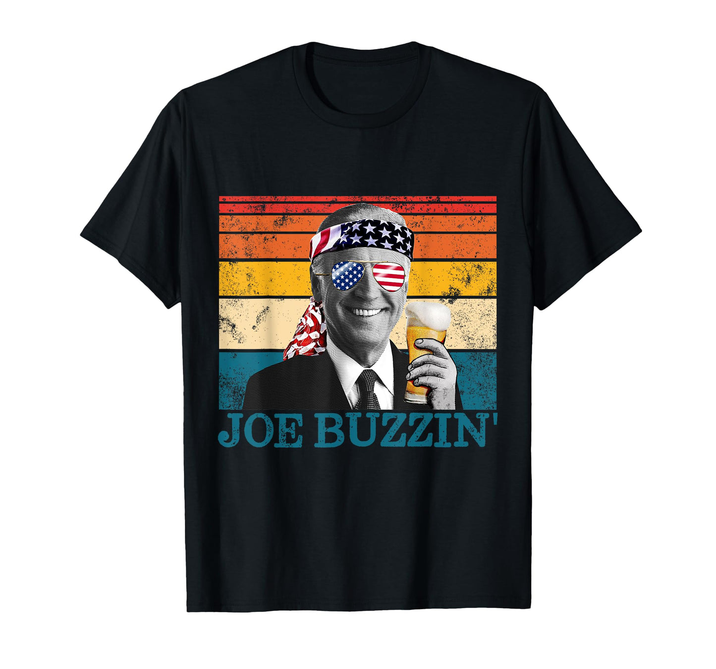 Joe Buzzin' 4th Of July Retro Drinking President Joe Biden T-Shirt for Women Men