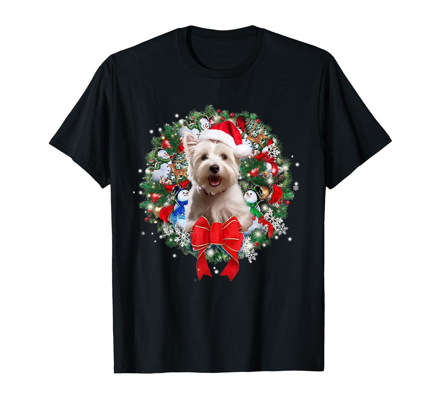 Westie Christmas Wreath Decoration Xmas Pajamas T-Shirt