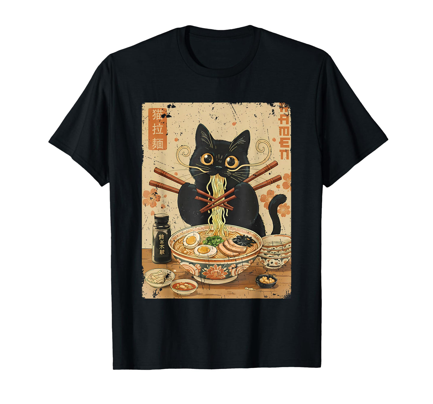 Kawaii Ramen Cat Anime Noodles Japanese Otaku Graphic T-Shirt
