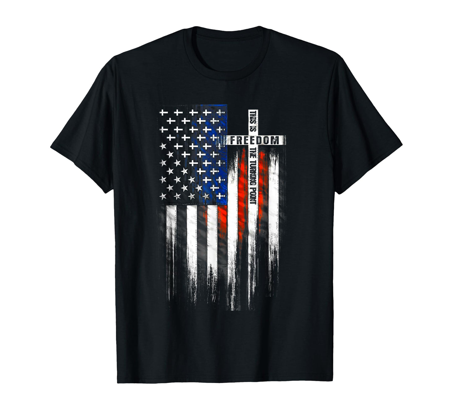 This is The Turning Point Faith Cross US Flag Patriotic Men T-Shirt