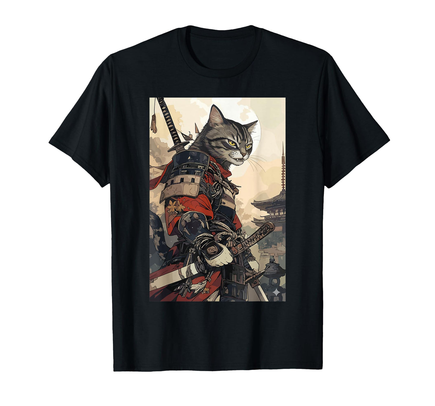 Samurai Cat Shirts for Women Men Vintage Graphic Japanese T-Shirt