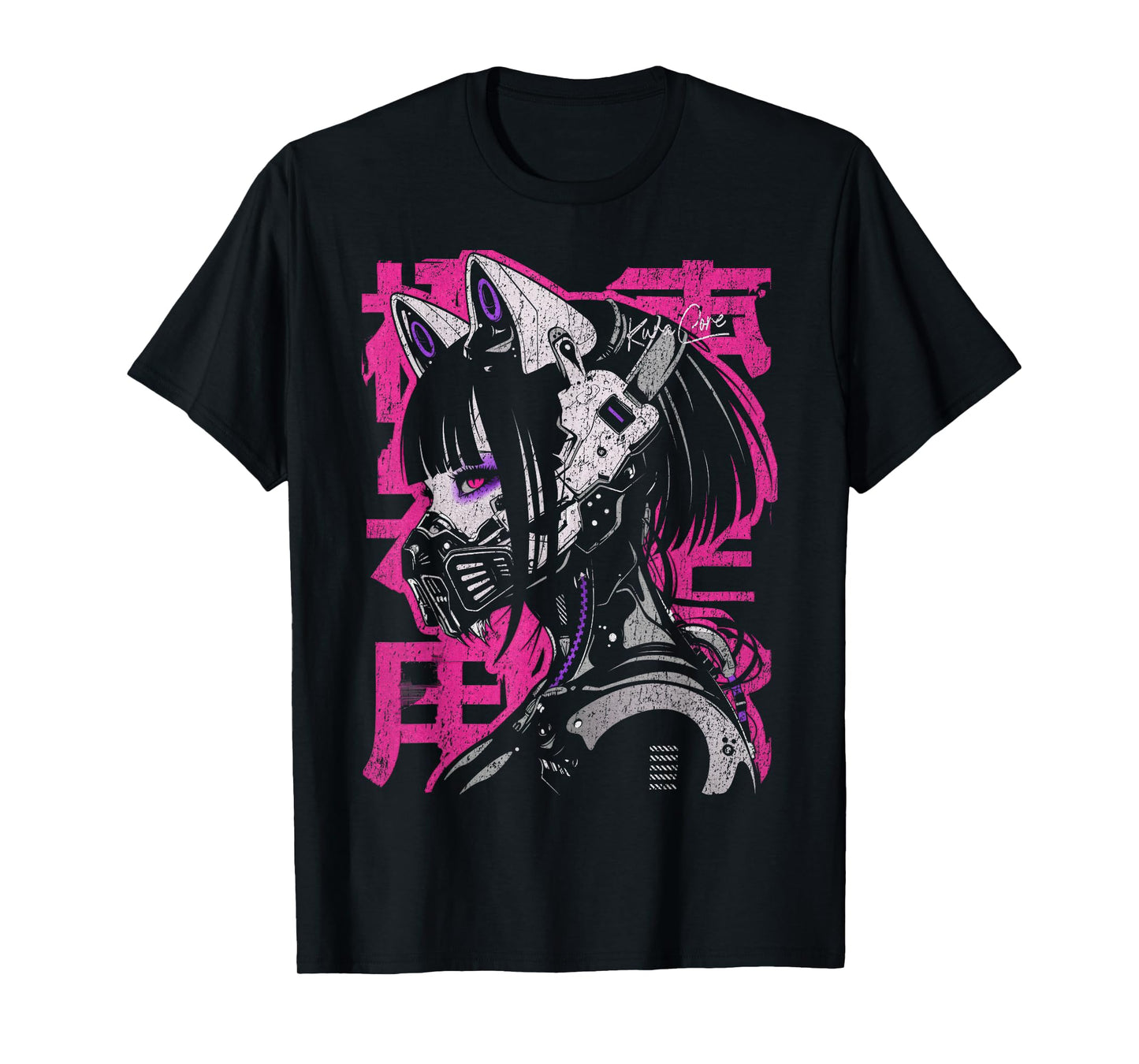Japanese Streetwear Cyberpunk Y2K Techwear Neko Manga Anime T-Shirt