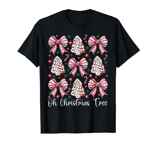 Cute Christmas Tree Cakes Lovers Xmas Bow Women Girls T-Shirt