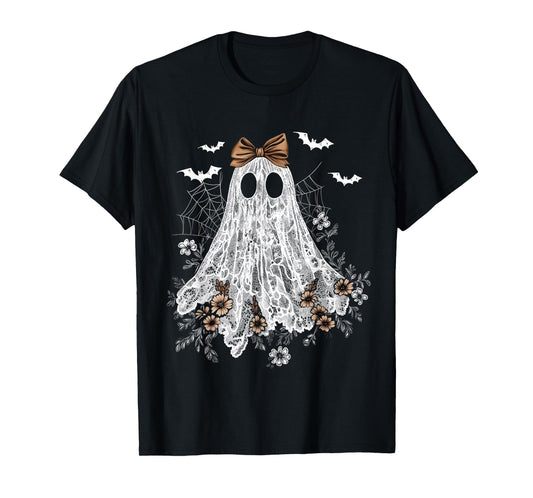 Halloween Shirt Floral Ghost Halloween Costume Girls Women T-Shirt