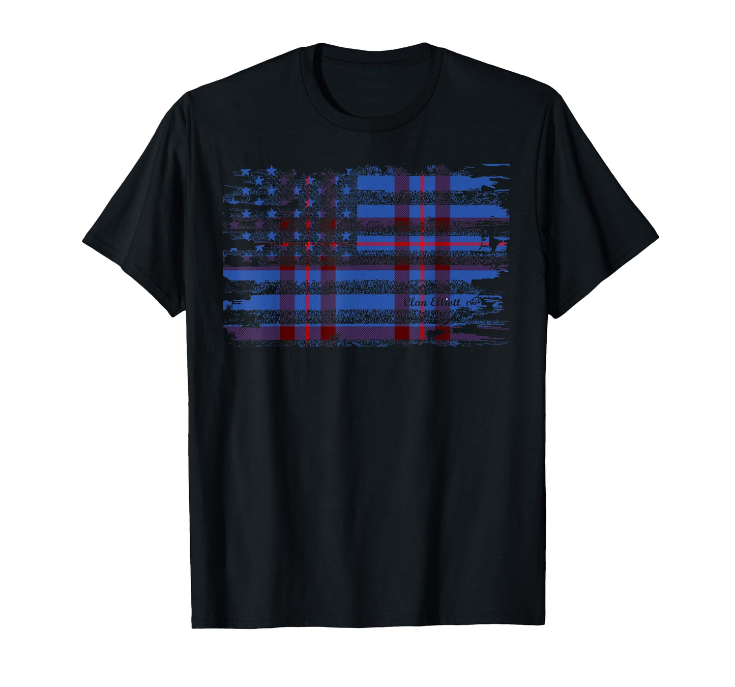 Clan Elliott American Flag Scottish Tartan T-Shirt
