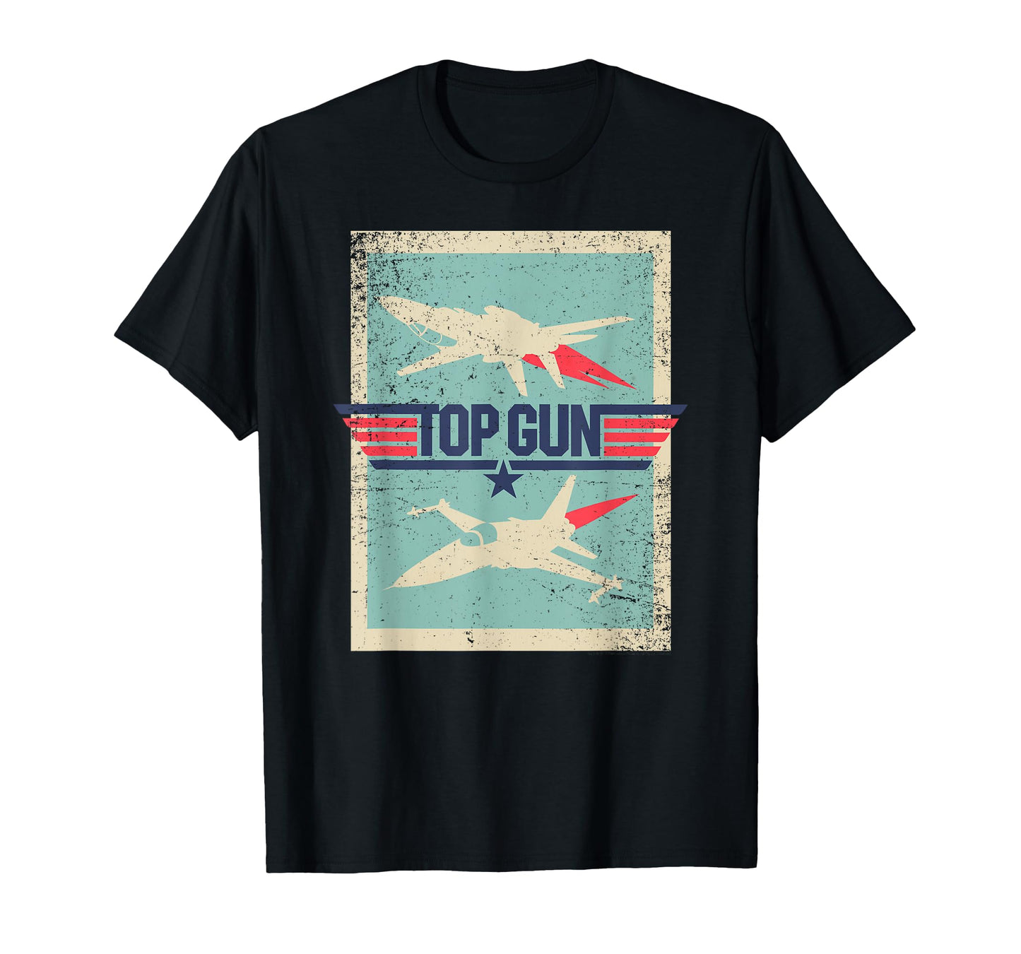 Top Gun Inverted Cutout with Distressing Action Movie T-Shirt