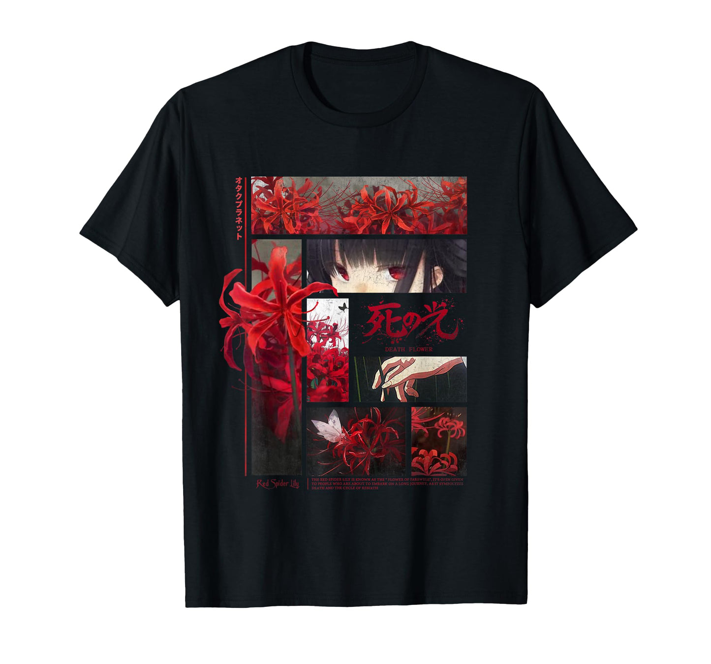Japanese Spider Lilies Anime Flower in Soft Grunge Aesthetic T-Shirt
