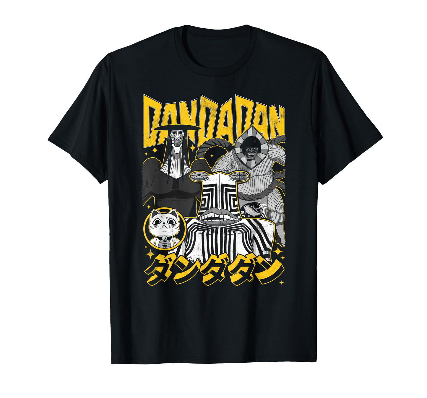 Dan Da Dan Yellow and Black Aliens with Kanji Anime T-Shirt