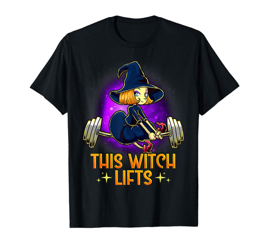 This Witch Lifts Funny Halloween Barbell Fitness Gym Witch T-Shirt