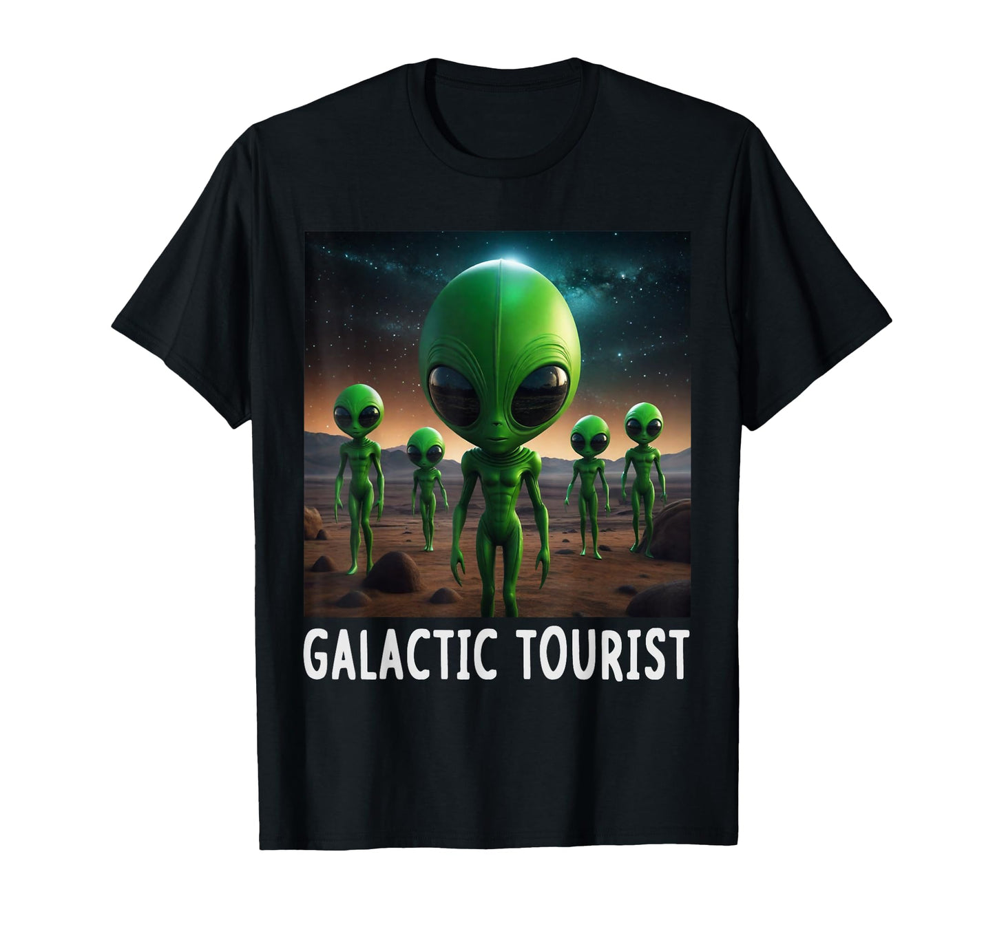 Funny Aliens Galactic Tourist Spaceship UFO Men Women Kids T-Shirt