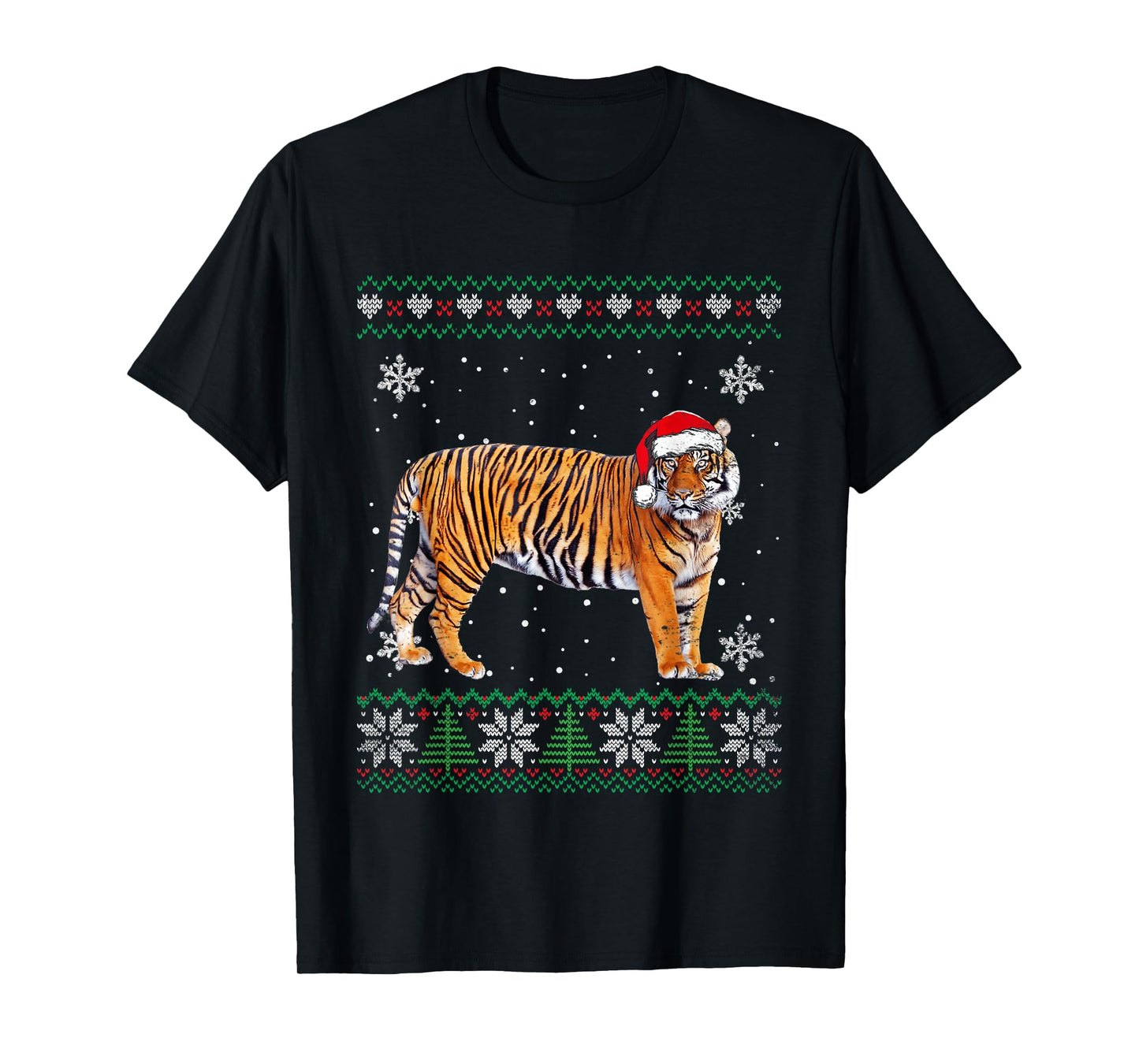Santa Tiger Ugly Sweater Animals Christmas Pajama T-Shirt