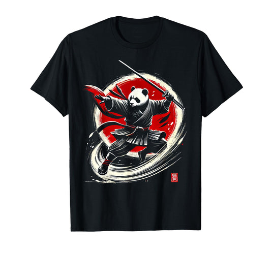 Panda Japanese Ninja Samurai Warrior Japan Men Women Kids T-Shirt