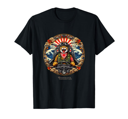 Japanese Kamikaze Pilot Fighting Cat T-Shirt