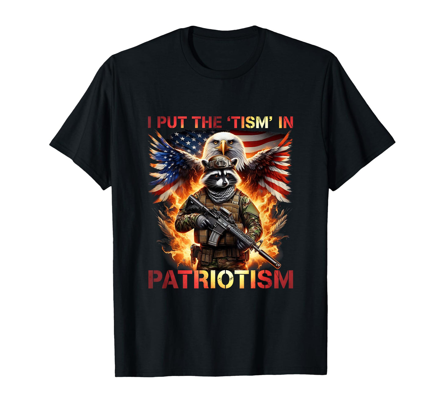 Raccoon USA Flag Put The “Tism” in Patriotism Retro Eagle T-Shirt