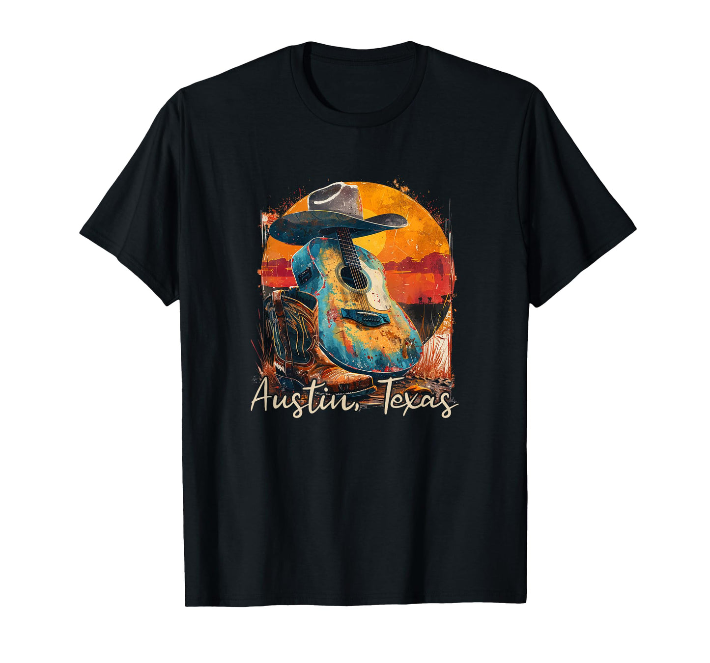 Austin Texas TX | Guitar Musician Cowboy T-Shirt