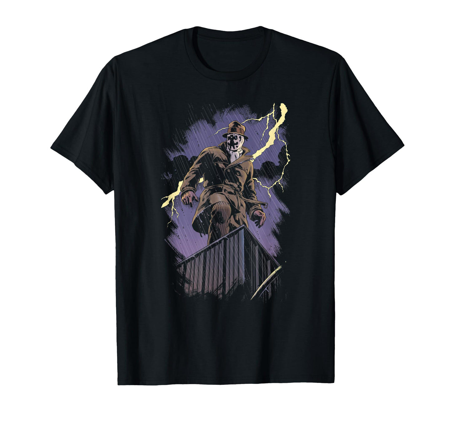 DC Comics Watchmen Rorschach Night Unisex-Adults Black Cotton Modern Cartoon T-Shirt