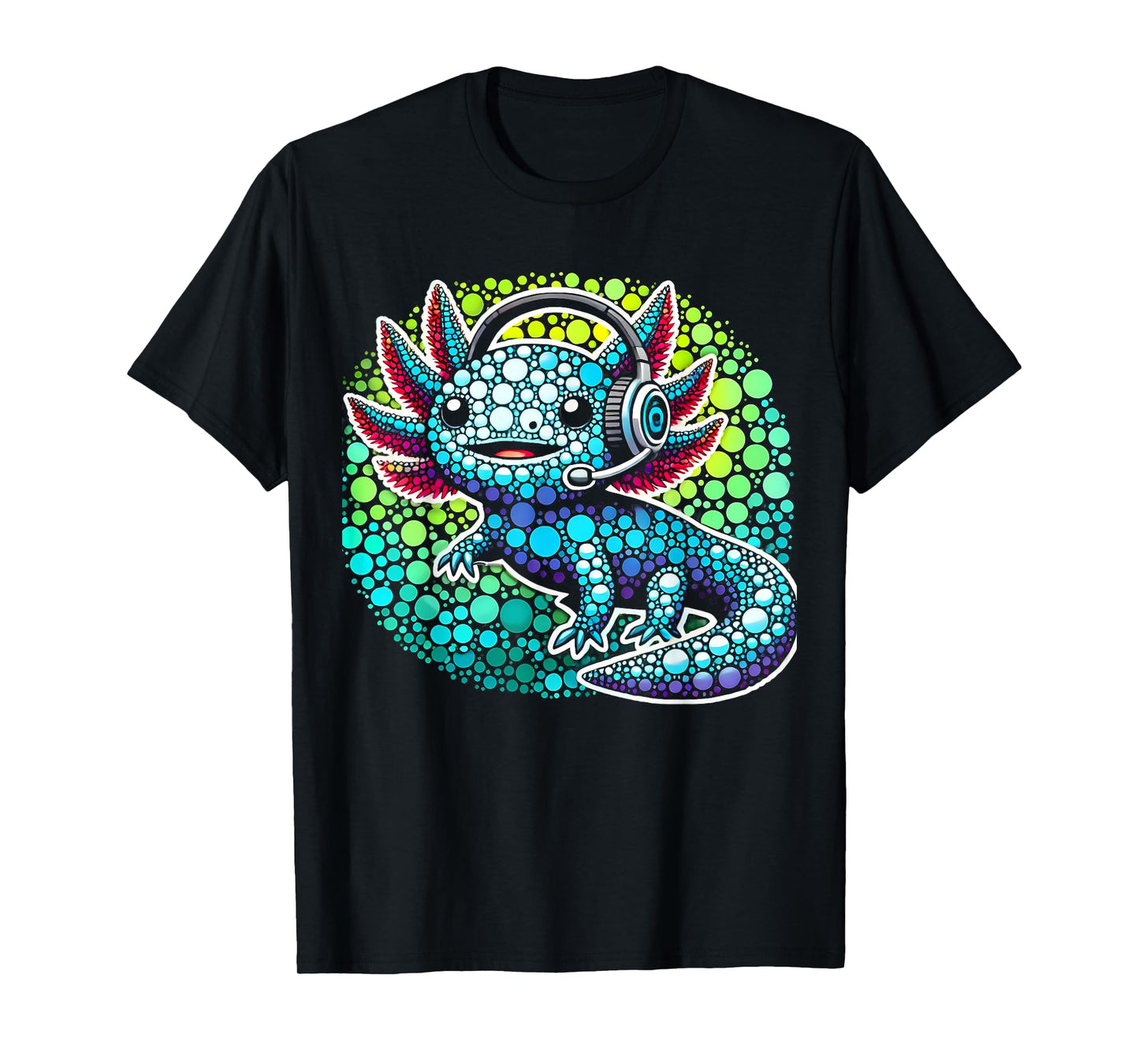 Gamer Axolotl Polka Dot Video Games Day Headphone Boys Youth T-Shirt