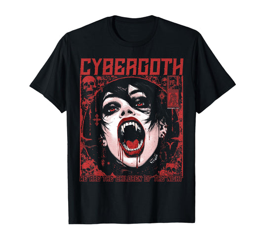 Cybergoth Creepy Manga Anime Gothic Vampire Alt Goth Grunge T-Shirt