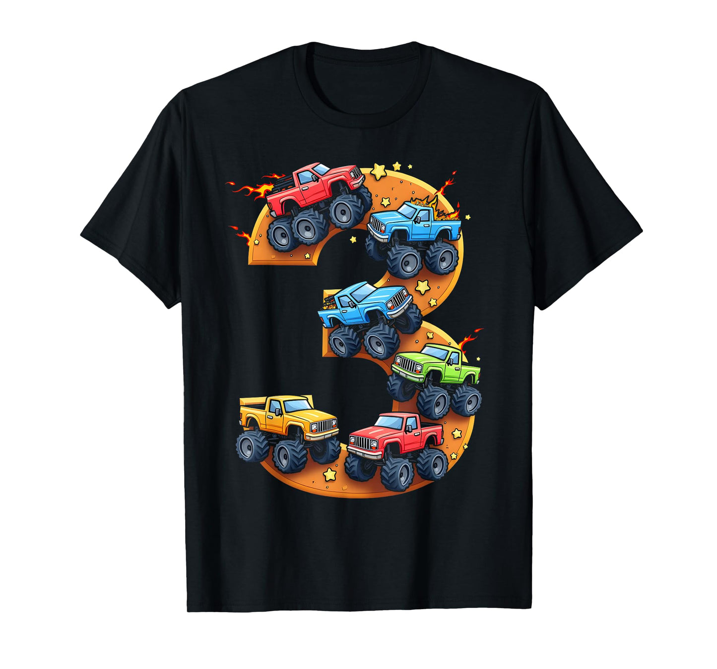 3 Year Old Monster Truck Boy Toddler 3rd Birthday Party T-Shirt