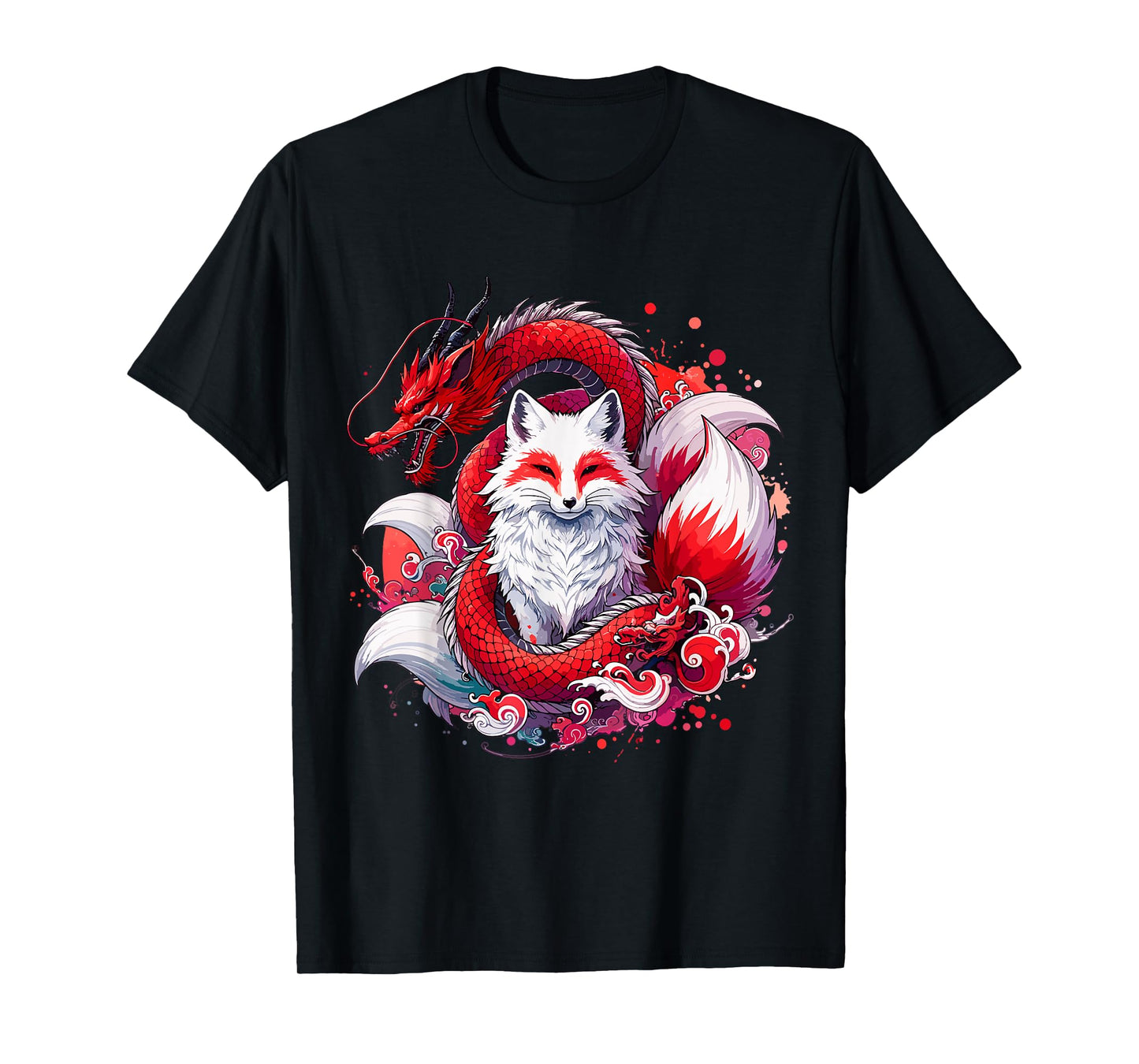 Nine-tailed Fox Kitsune Dragon Japanese T-Shirt