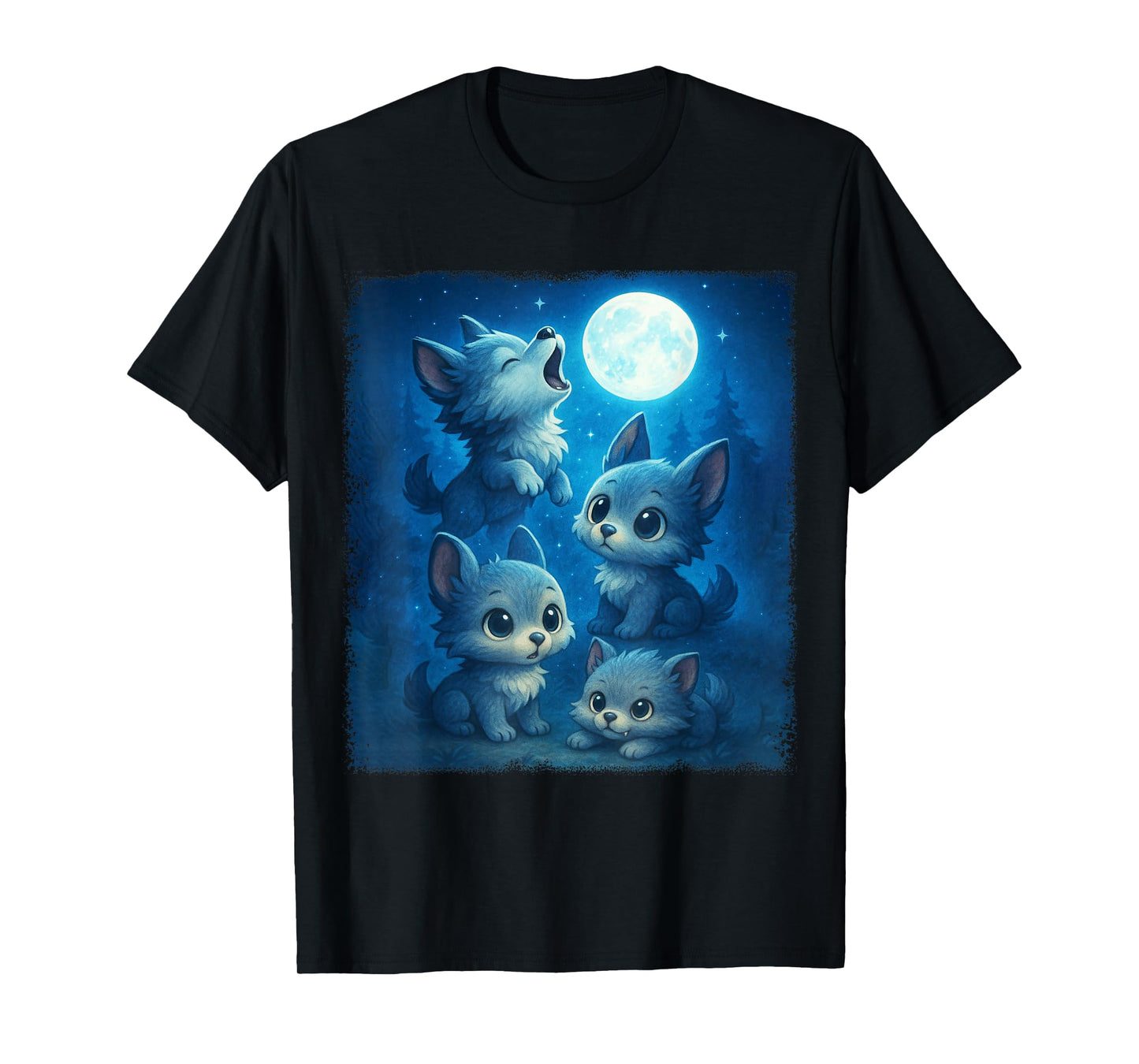 Cute Werewolf Puppy Fantasy Design Howling at Full Moon T-Shirt
