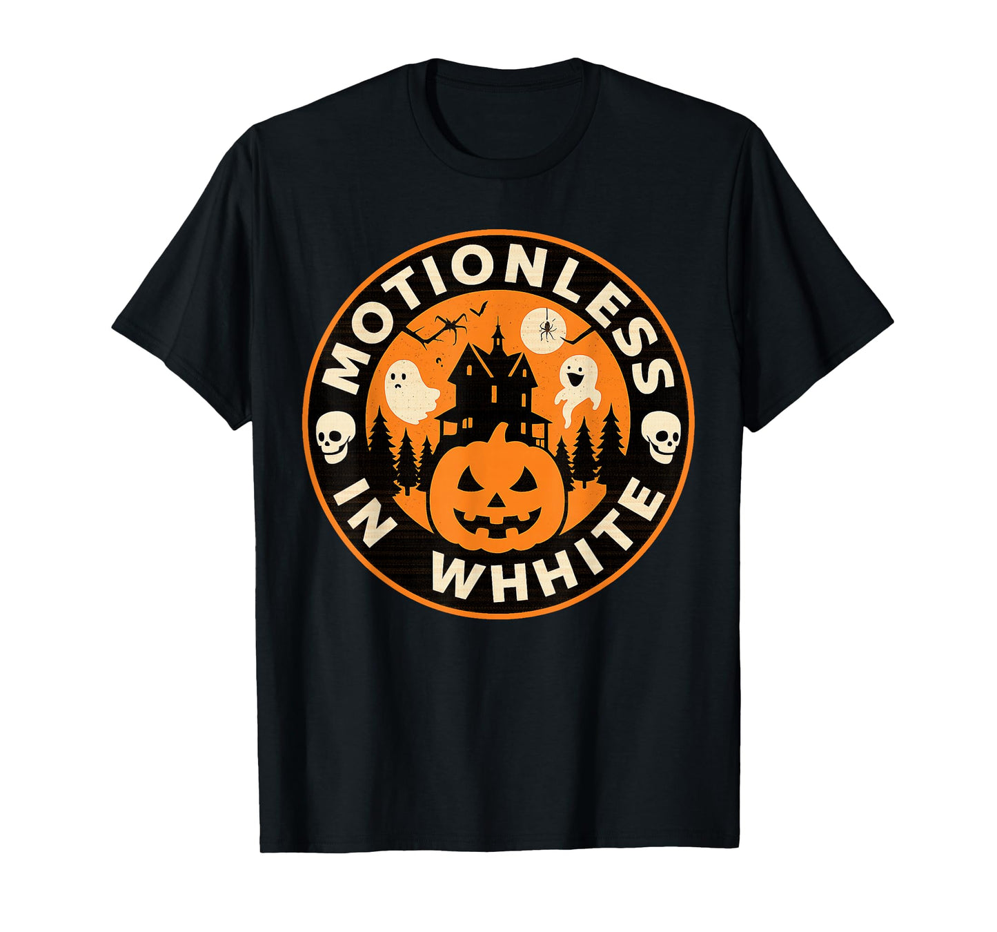 Halloween Pumpkin Scary Funny Motionlesses in White Costume T-Shirt