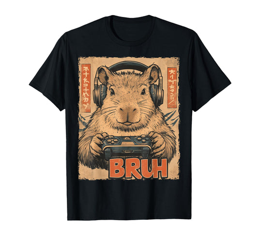 Funny Capybara Bruh Video Games Japanese Anime Manga Kawaii T-Shirt