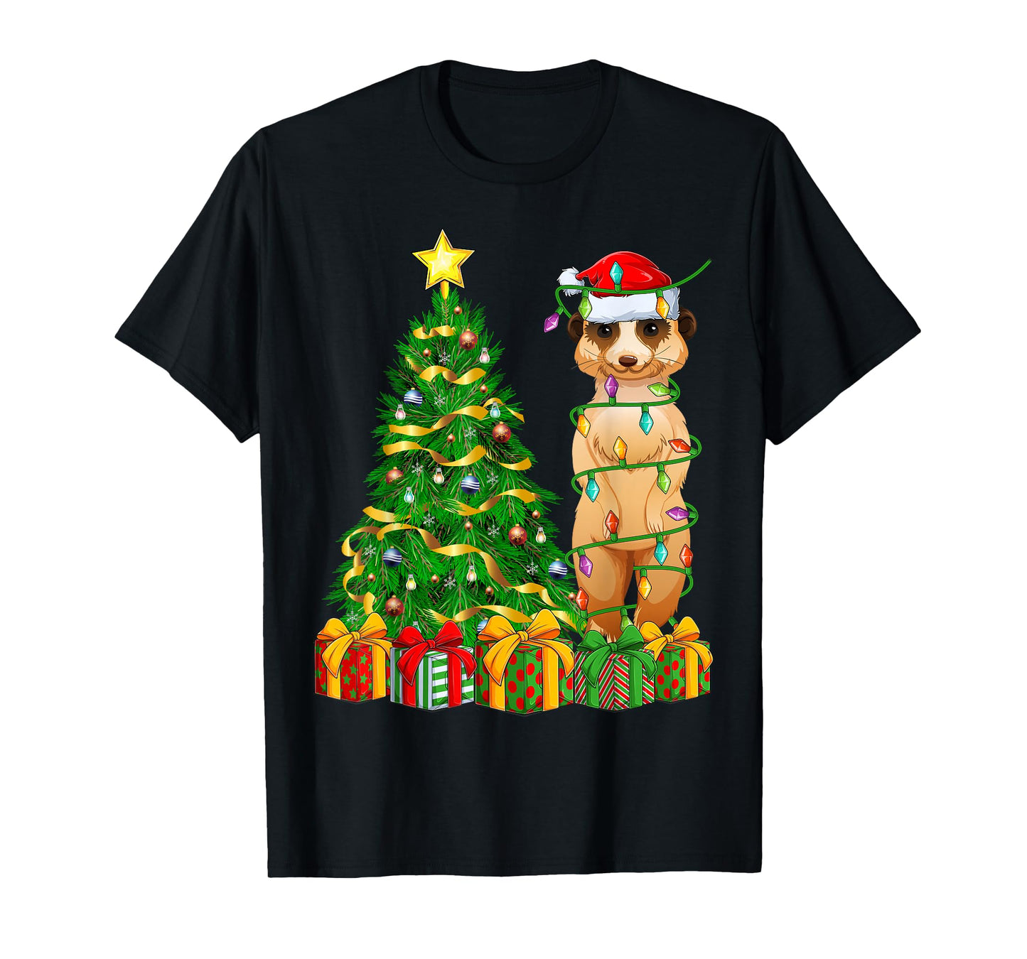 Meerkat Xmas Tree Lighting Santa Meerkat Christmas T-Shirt