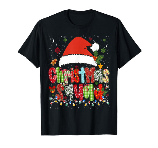 Funny Christmas Squad Family Matching Pajamas Bows Santa Hat T-Shirt