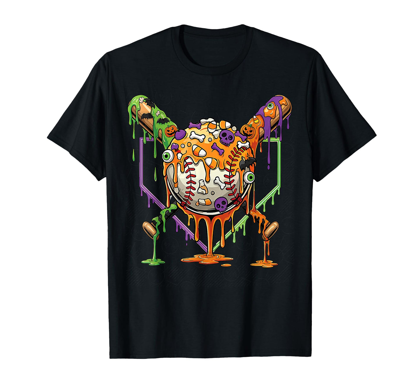 Pumpkin Halloween Baseball Ice Cream Drip Spooky Boys Youth T-Shirt