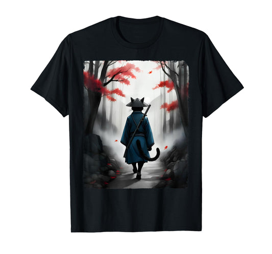 Samurai Cat Warrior Vintage Ukiyo-e Art Japanese Graphic T-Shirt