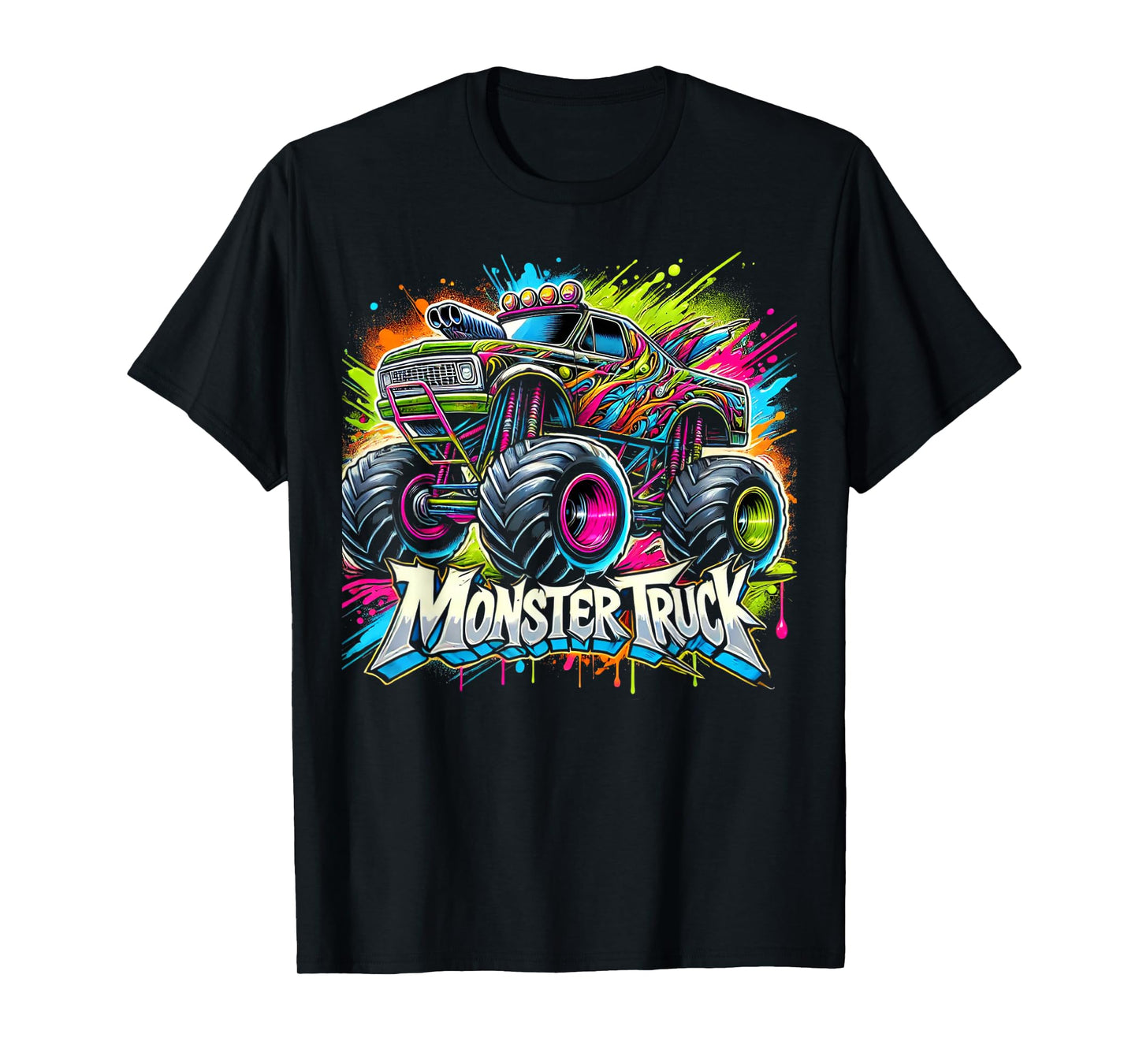 Monster Truck Retro Colorful Graffiti Toddlers Youth Adults T-Shirt