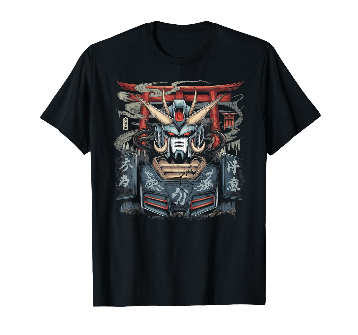 Mecha Tshirt Japanese Mecha Robot Head Anime Art Ukiyo-E T-Shirt