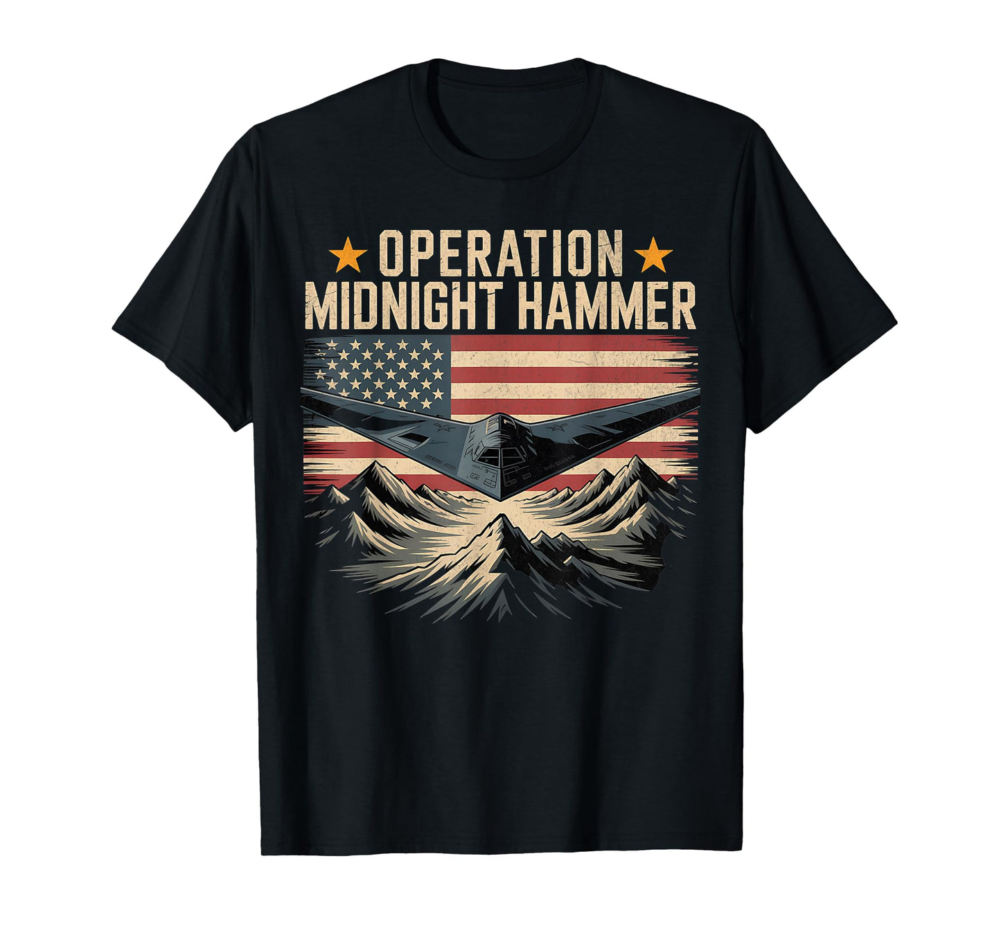 Retro Operation Midnight Hammer B-2 Jet with American Flag T-Shirt