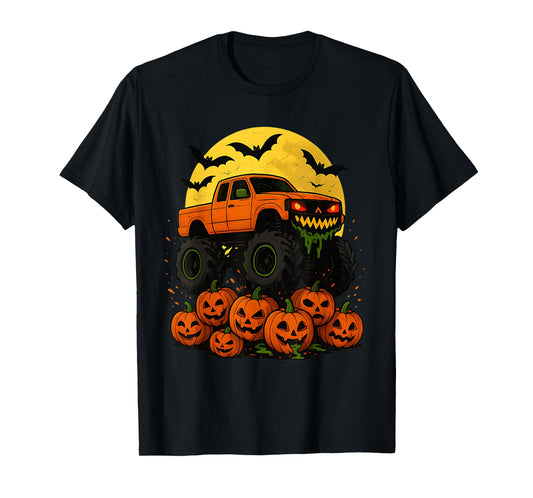 Halloween Monster Truck Crushing Pumpkins T-Shirt