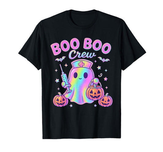 Boo Boo Crew Nurse Ghost Kawaii Halloween Spooky Pumpkin T-Shirt