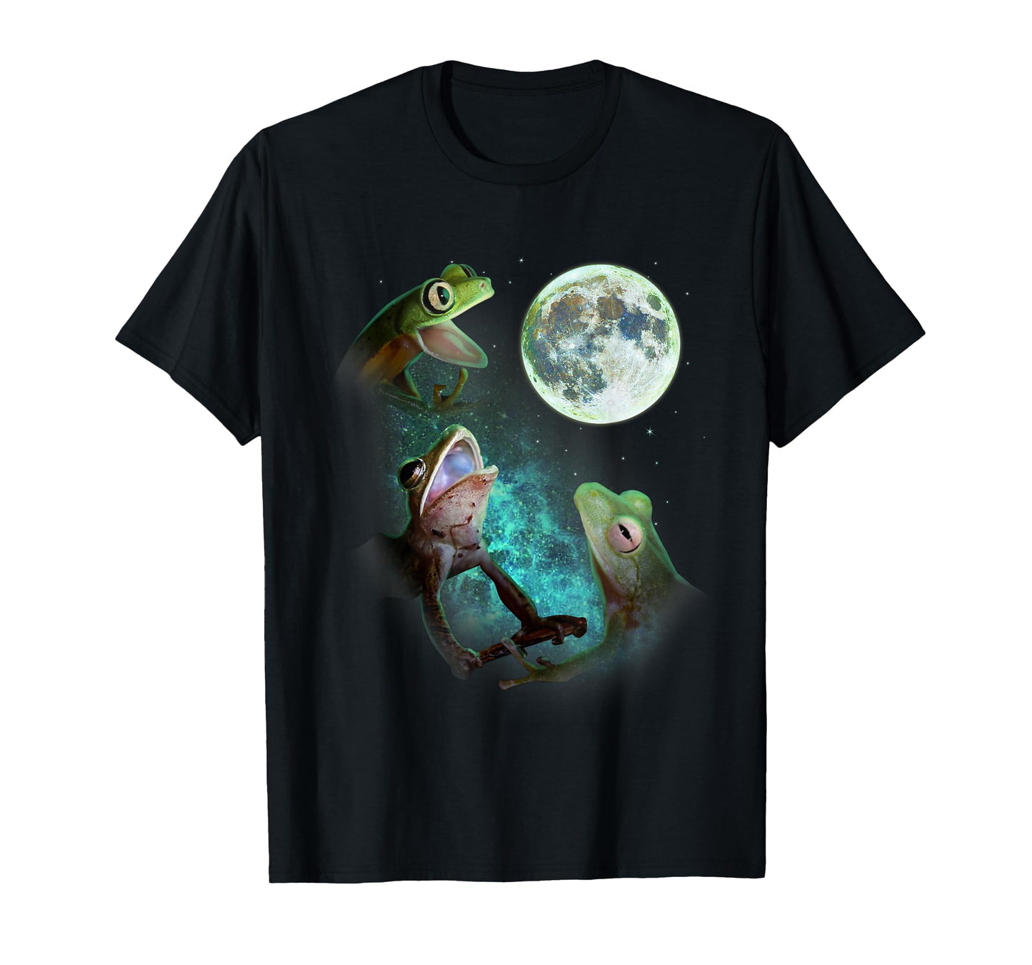 Three Tree Frogs Howl At Moon 3 Wolfs Wolves Funny Parody T-Shirt