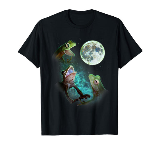 Three Tree Frogs Howl At Moon 3 Wolfs Wolves Funny Parody T-Shirt