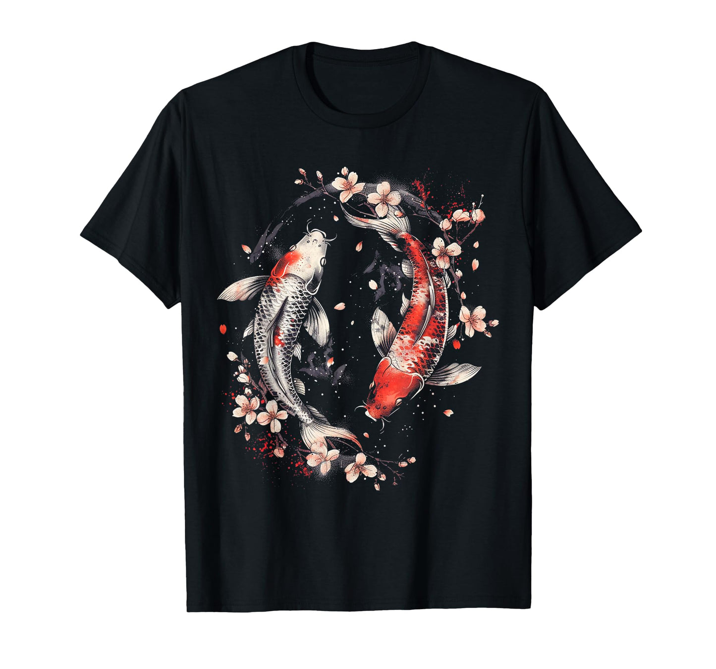 Cherry Blossom Koi Carp Fish Japanese Sakura Graphic Art T-Shirt