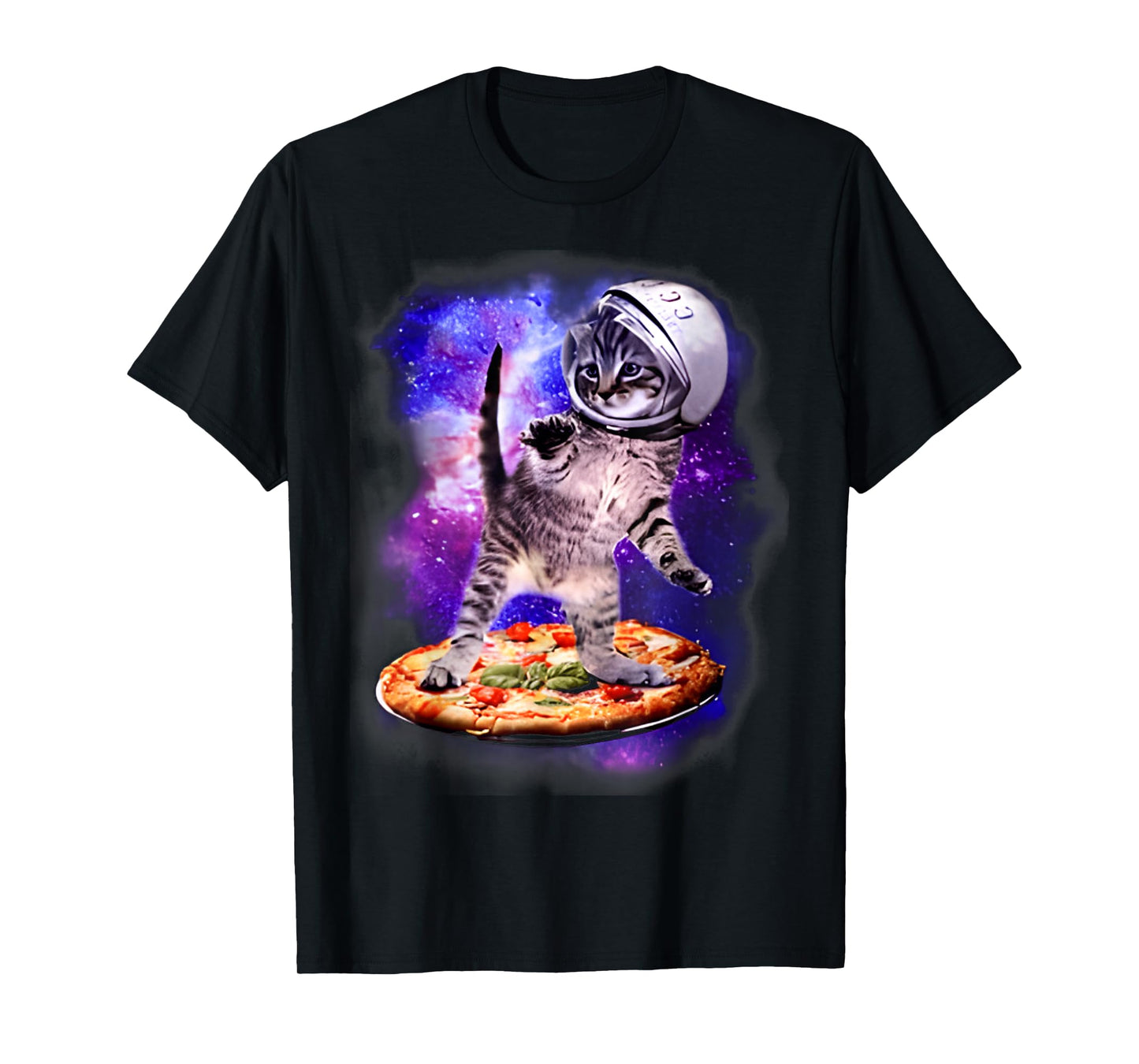 Silly Cat Flying A Pizza Astronaut Kitten Space & FUNNY Cats T-Shirt
