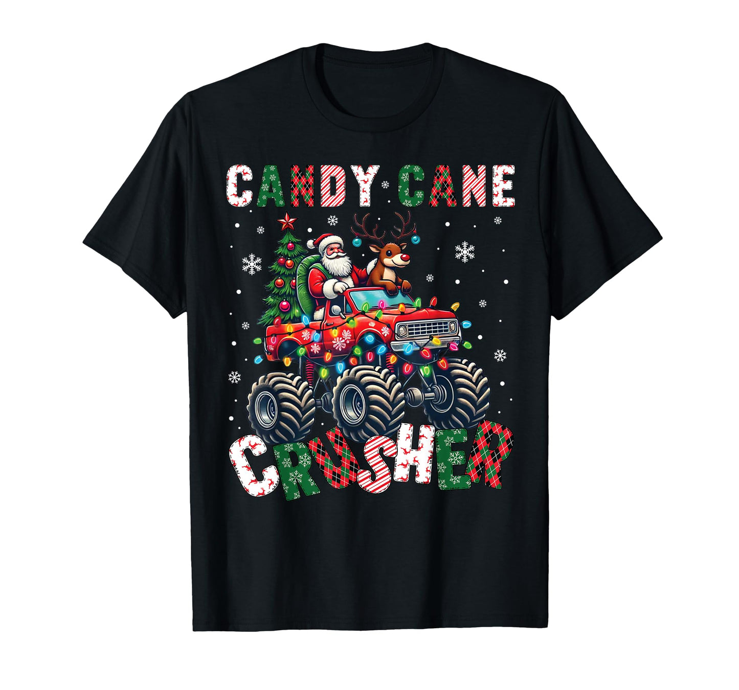 Christmas Candy Cane Crusher Xmas Monster Truck Toddler Boys T-Shirt