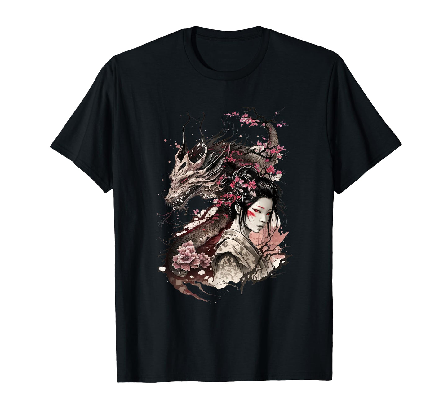 198 Sakura Japan Geisha Japanese Dragon Cherry Blossom T-Shirt