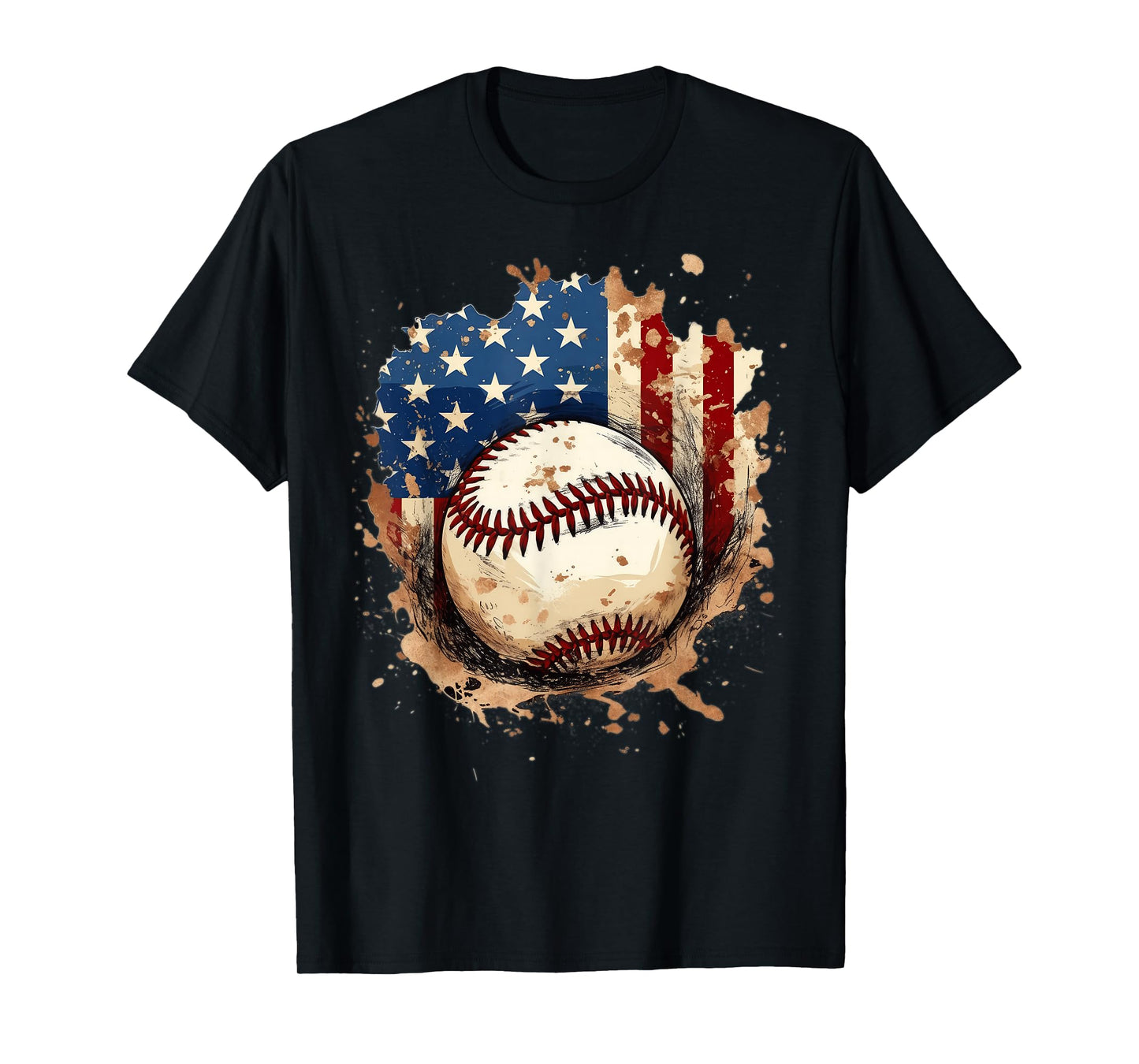 Patriotic Baseball 4th of July Men USA American Flag Boys T-Shirt