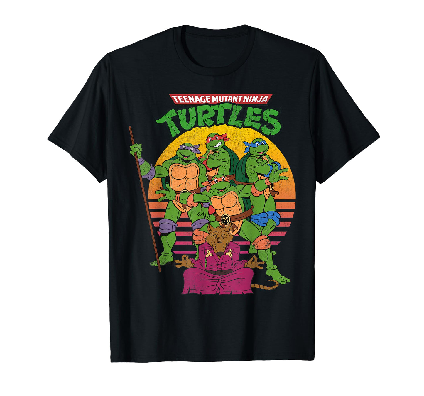 Teenage Mutant Ninja Turtles Retro Sun Group Tee-Shirt T-Shirt