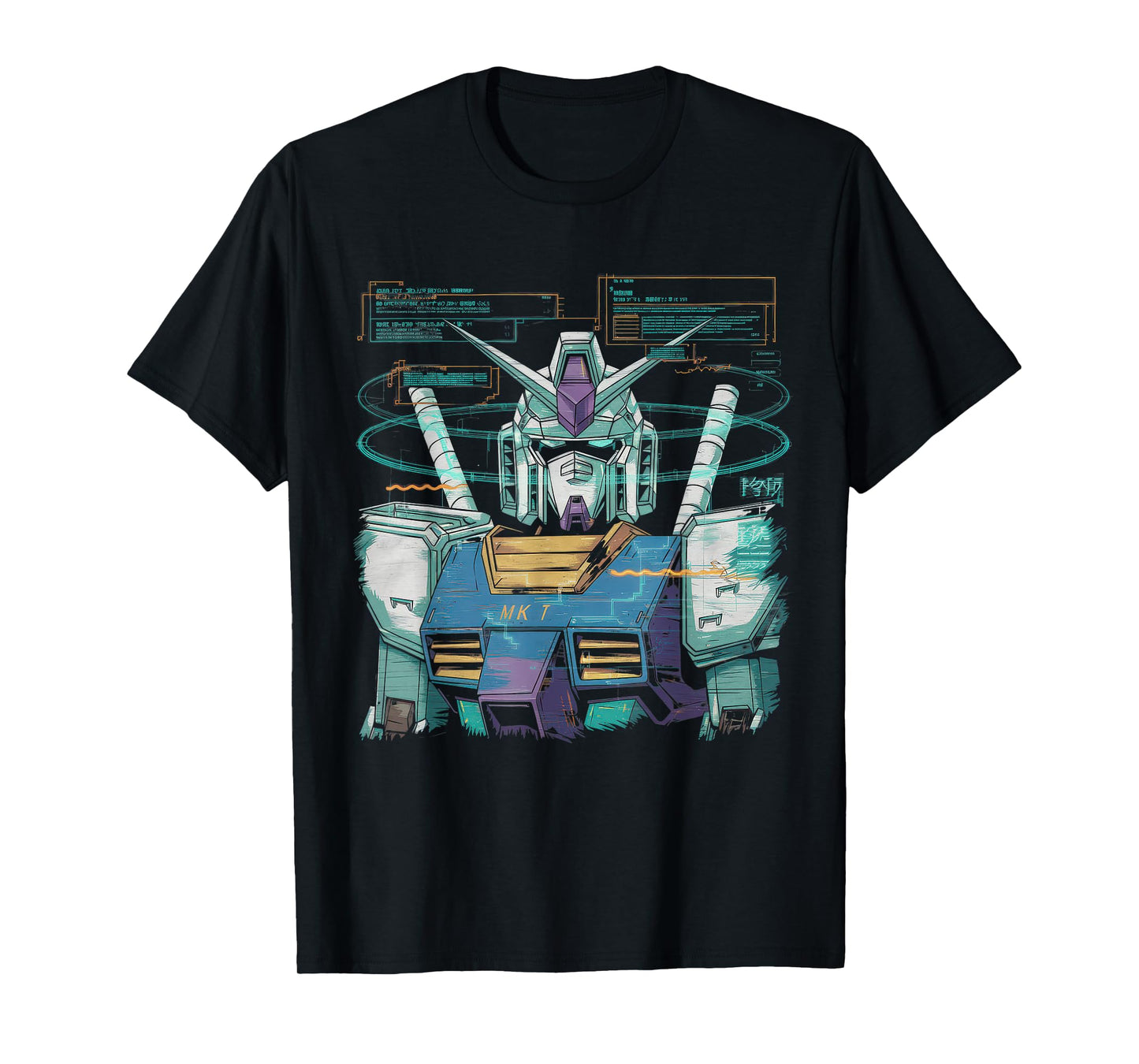Mecha Tshirt Japanese Mecha Robot Head Anime Art Ukiyo-E T-Shirt