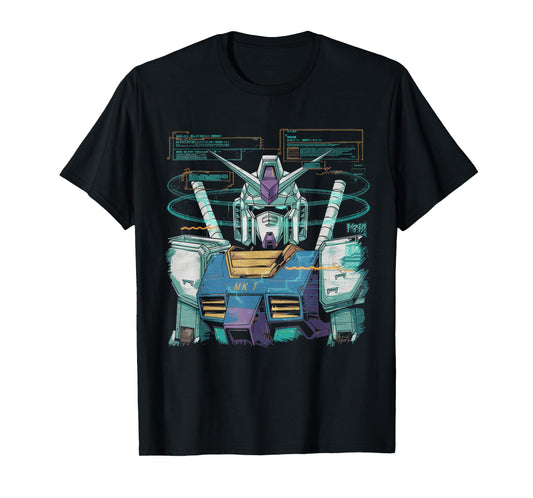 Mecha Tshirt Japanese Mecha Robot Head Anime Art Ukiyo-E T-Shirt