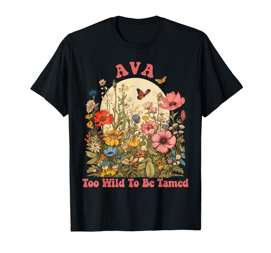 AVA Name Cute Retro Girls Wildflower AVA Name T-Shirt