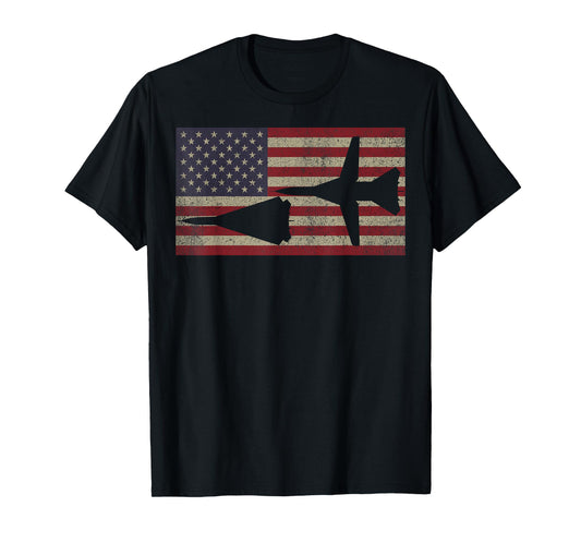 F-111 Aardvark Fighter Plane USA Patriotic Flag T-Shirt