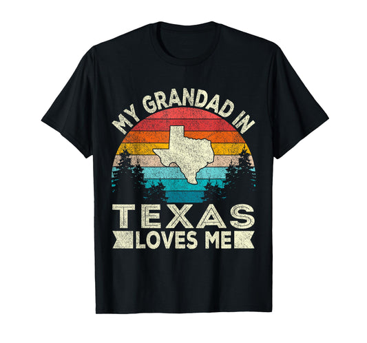 My Grandad In Texas Loves Me Retro Texas Grandpa T-Shirt